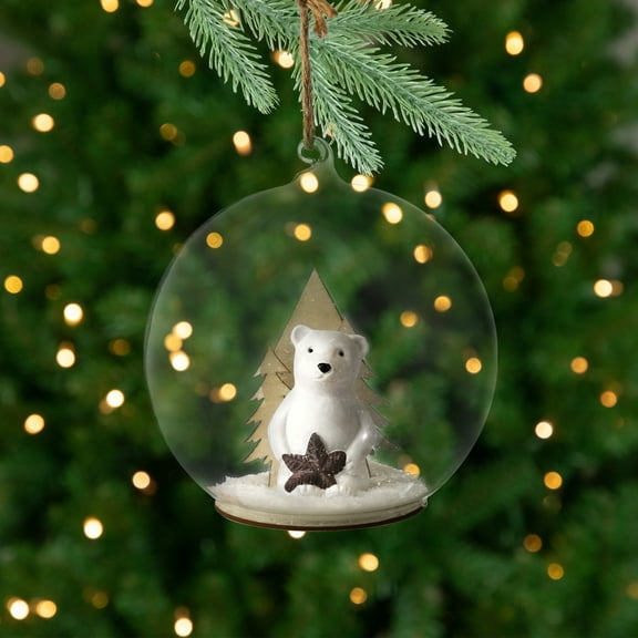 Northlight Polar Bear in Snow Glass Globe Christmas Ornament  - 4.75"