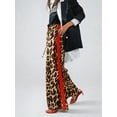 thumbnail image 4 of Women'S Cheetah Print Wide Leg Baggy Pants Y2k Side Loose Streetwear Trousers Beige M, 4 of 8