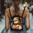 thumbnail image 4 of HELLHERO Capybara Floral Small Travel Backpack, Zipper Closure Mini Backpack for Work Shopping Travel, Polyester Zipper Pocket Lightweight Backpack Purse for Women, 4 of 8