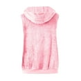 thumbnail image 4 of Fall Jackets Women Polar Hooded Vest Solid Sleeveless Drawstring Waistcoat Outwear Jacket, 4 of 5