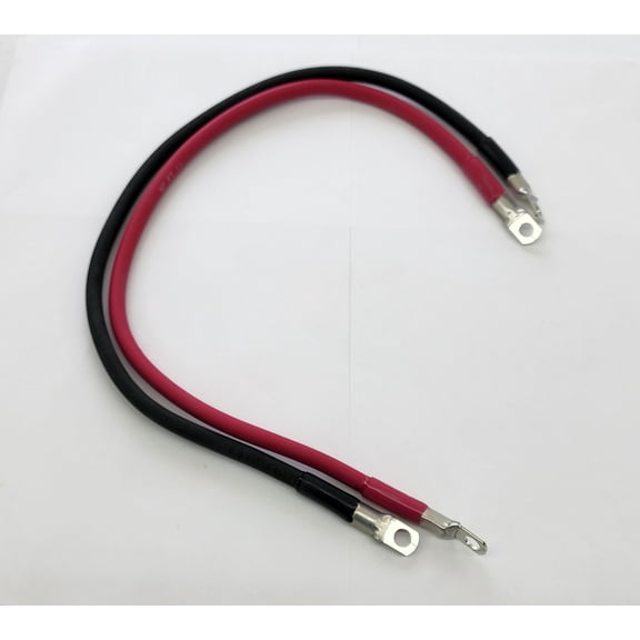 True® 4 AWG 24" Battery Cables Made in USA Copper Battery Cables with 3/8in Pos&Neg lugs, 2pc