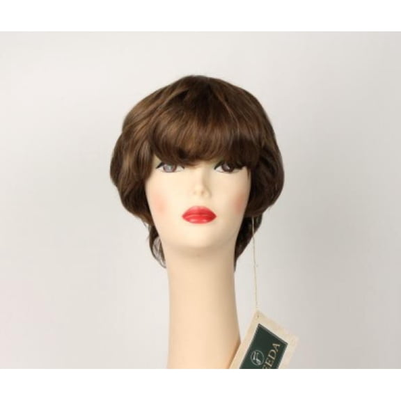 European Human Hair Freeda Wig Linda Light Brown With Blonde Highlights Size L