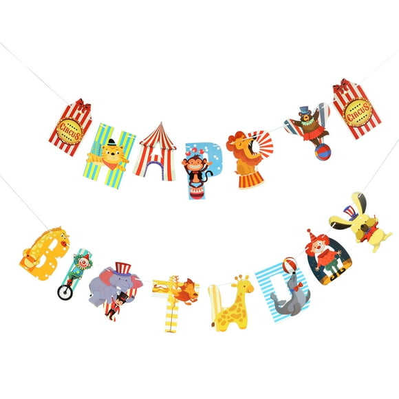2 Set Circus Themed Birthday Party Banners Party Hanging Decors Party Decorations