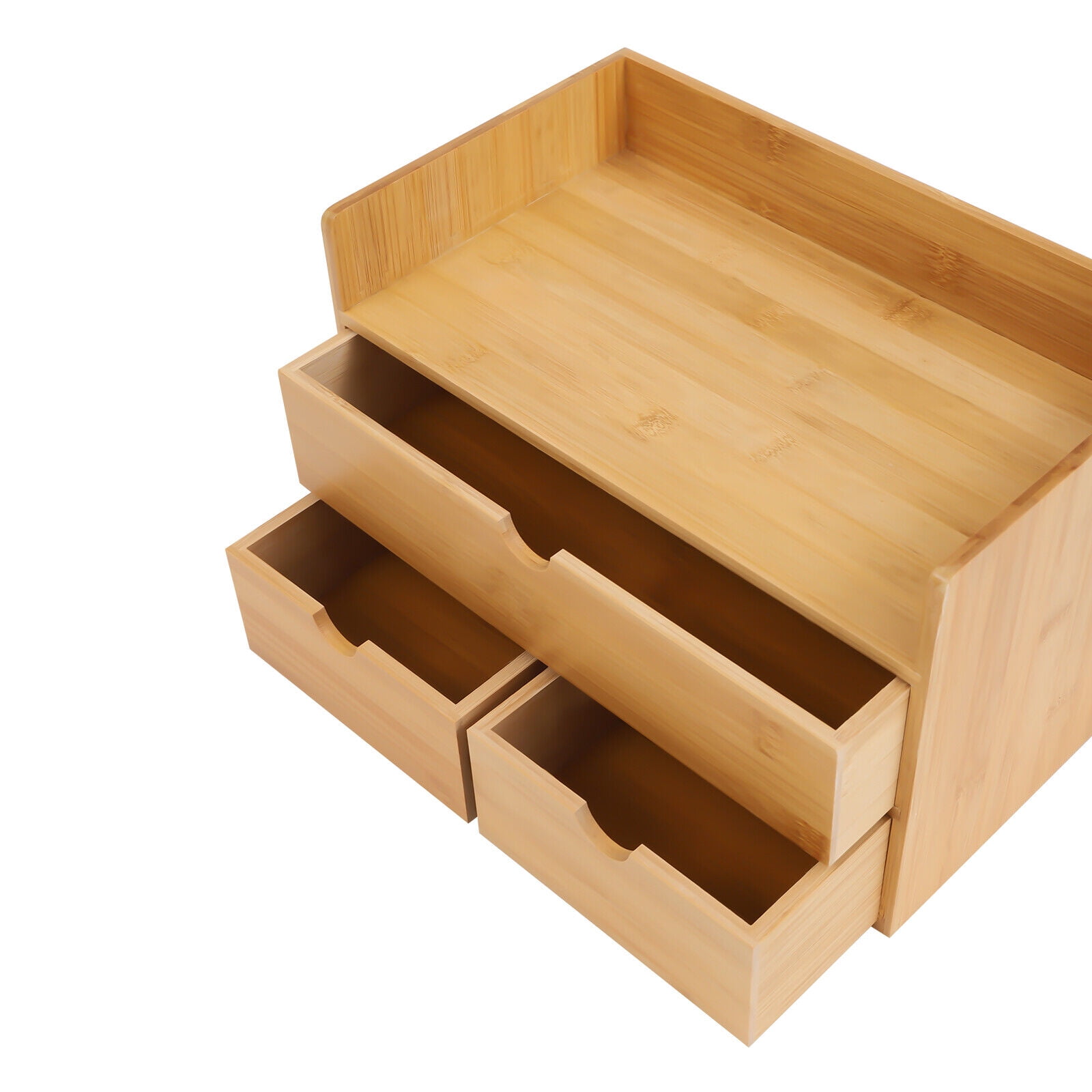 3-Tier Bamboo Shelf Organizer for Desk with 3 Drawers - Desk Storage for Office Bamboo Desk Organizer Tabletop Organizer w/3 Drawer Pen Storage Box Office Home