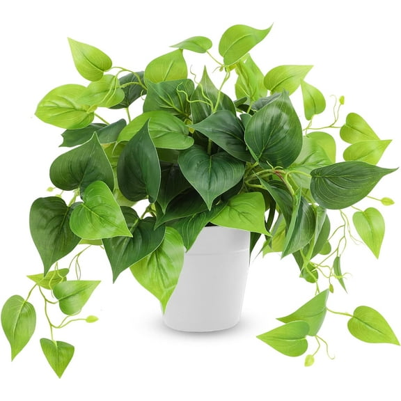 Artificial Plants Fake Pothos with Plastic Pot Artificial Potted Plant for Home Office Bedroom Indoor Outdoor Decor 1 Pack