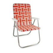 Lawn Chair USA Aluminum Webbed Chair (Classic, Orange and White with White Arms)