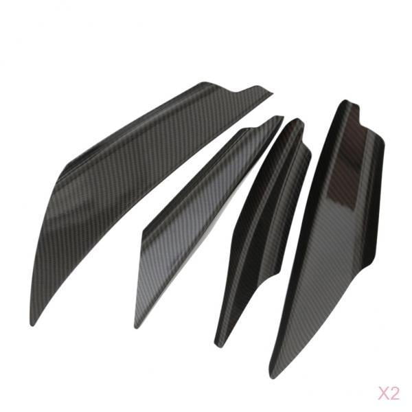 8pcs / Set Universal De Fibra De Carbono Parachoques Delantero Cuerpo Spoiler Canards Splitter Aletas s shamjiam Aleta divisora del parachoques delantero