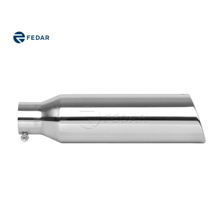 Cut Exhaust Tip - Fedar Fits 2.5 inch Inlet 4 Outlet 15 Long Rolled End Angle Cut Truck Exhaust Tip Pipe