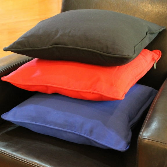 Blazing Needles 9810-CD-S2-TW-IN 18 in. Double-Corded Solid Twill Square Throw Pillows with Inserts, Indigo - Set of 2