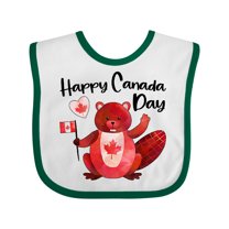 Inktastic Happy Canada Day Cute Red Beaver with Canadian Flag Boys or Girls Baby Bib