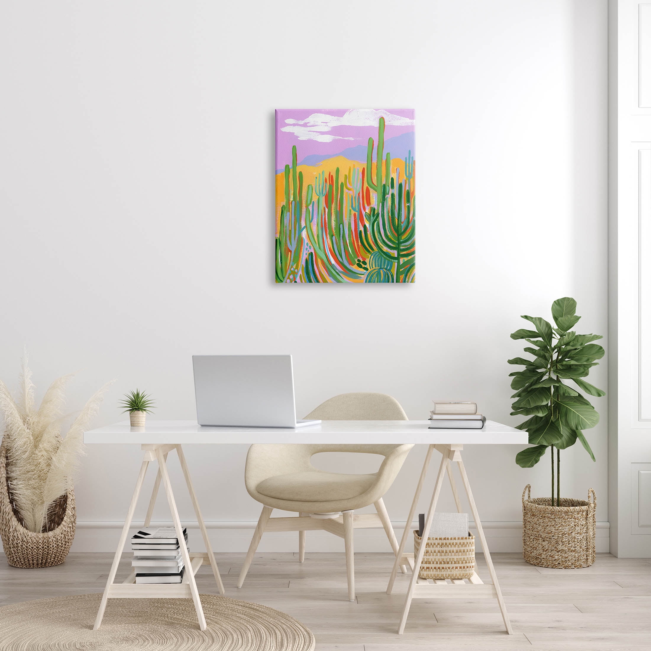 Stupell Industries Modern Desert Scenery Cactus Plants Painting Gallery Wrapped Canvas Print Wall Art, Design by Laura Marr