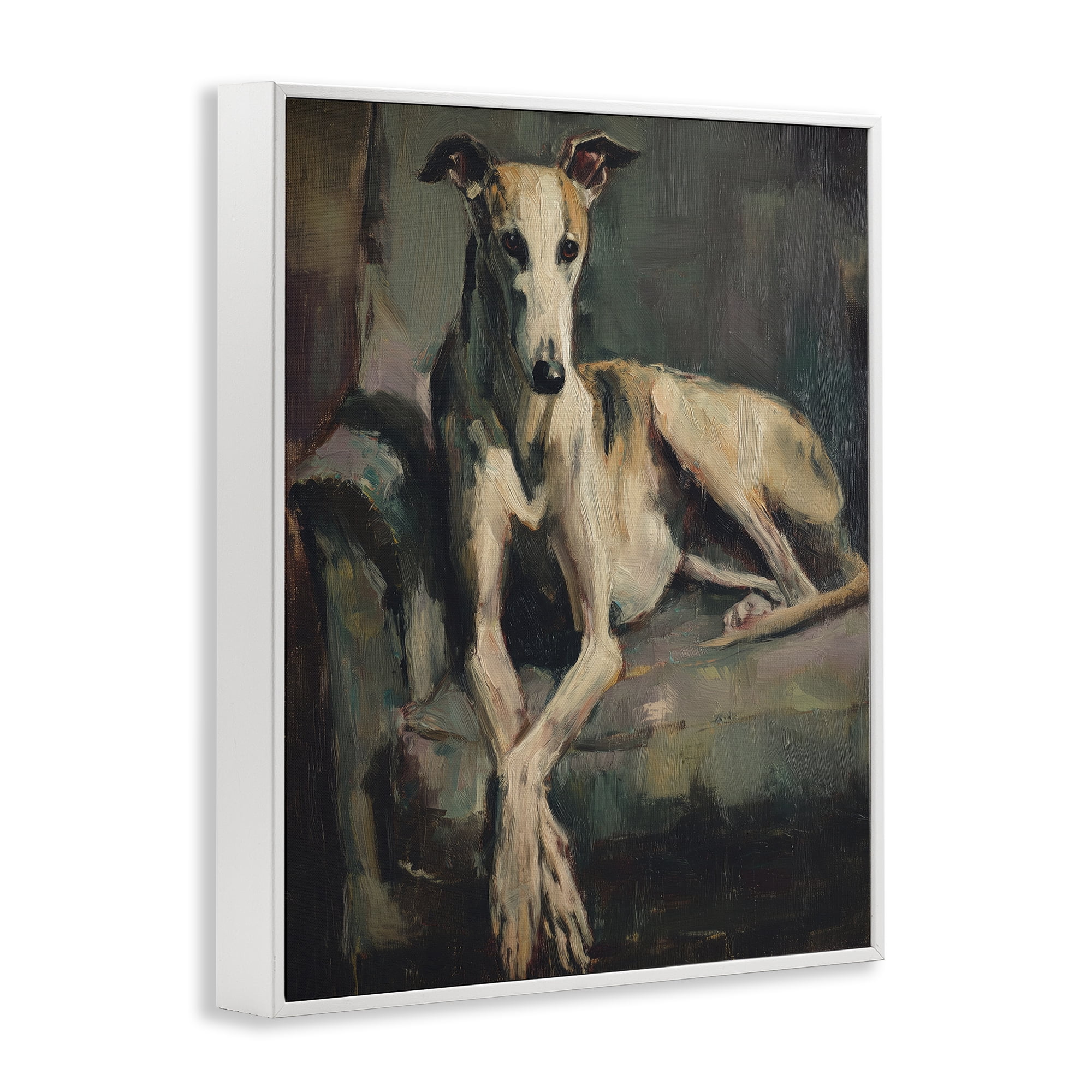 Stupell Industries Regal Comfort Whippet Dog White Framed Giclee Art, design by Svetlana Aleynikova