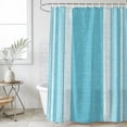 thumbnail image 2 of 60x72 Inch Shower Curtains for Bathroom, Vintage Cyan Blue Striped Fabric Bath Curtain Decor, Farmhouse Modern Stripes Boho Waterproof Restroom Curtains Shower Set Accessories with 12 Hooks 60 Inch, 2 of 6