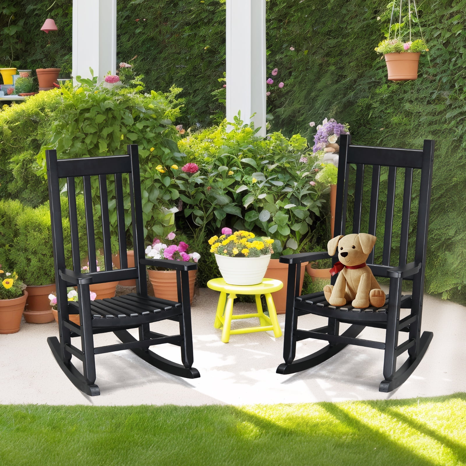 Ktaxon Wooden Child's Rocking Chair with High Backrest for Kids 3