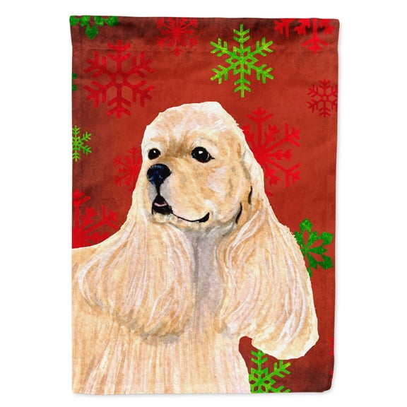 Carolines Treasures SS4729-FLAG-PARENT Buff Cocker Spaniel Red Green Snowflakes Christmas Flag  multicolor