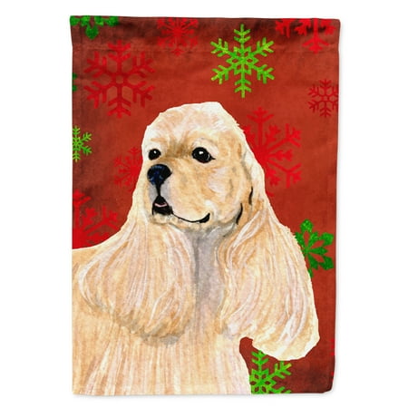 Carolines Treasures SS4729-FLAG-PARENT Buff Cocker Spaniel Red Green Snowflakes Christmas Flag multicolor