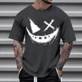 thumbnail image 1 of Blusas y camisas de manga corta con cuello redondo para hombre, blusas casuales de verano a la moda con cuello redondo y estampado para hombre., 1 of 4