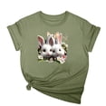 thumbnail image 1 of Tops de Cuello Alto para las Mujeres Amante Impreso Camiseta Cuello Redondo Manga Corta, Poliéster Spandex, 1 of 7