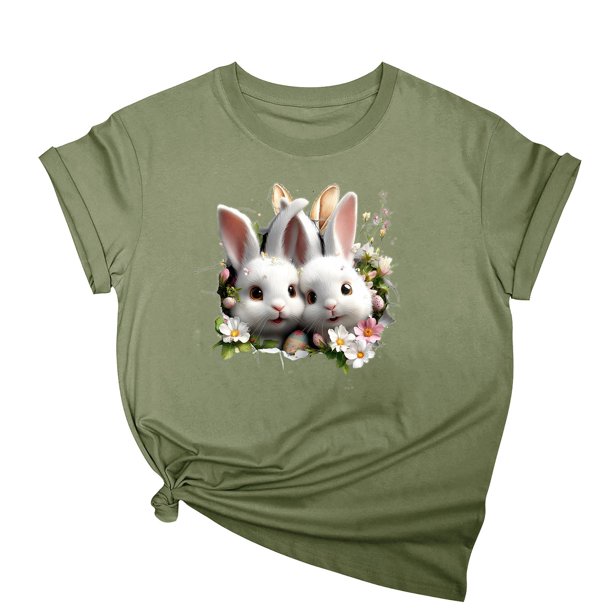 Tops de Cuello Alto para las Mujeres Amante Impreso Camiseta Cuello Redondo Manga Corta, Poliéster Spandex