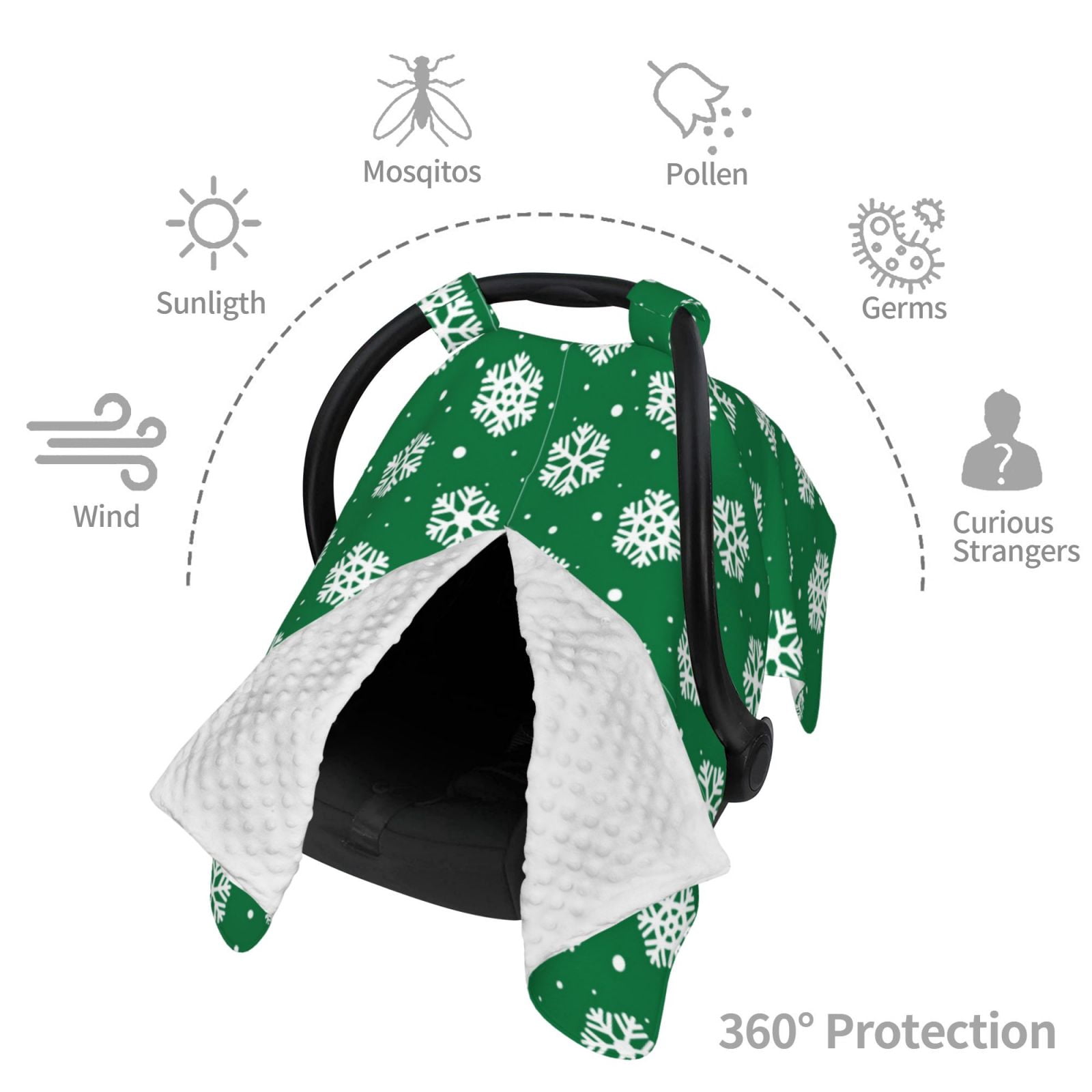 Naloa Snowflake Baby Car Seat Cover, Breathable Baby Carrier Cover, Multiuse Baby Carrier Cover & Nursing Breastfeeding Cover