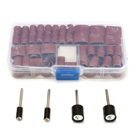100 Pieces Nail Sanding Band Sleeves and 4Pieces Drum Mandrels for Dremel Rotary (Best Sealant For 3 Piece Wheels)