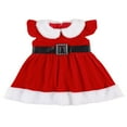 thumbnail image 1 of Robe en Velours de Noël pour Filles à Manches Courtes, Robe Patchwork, 1 of 6