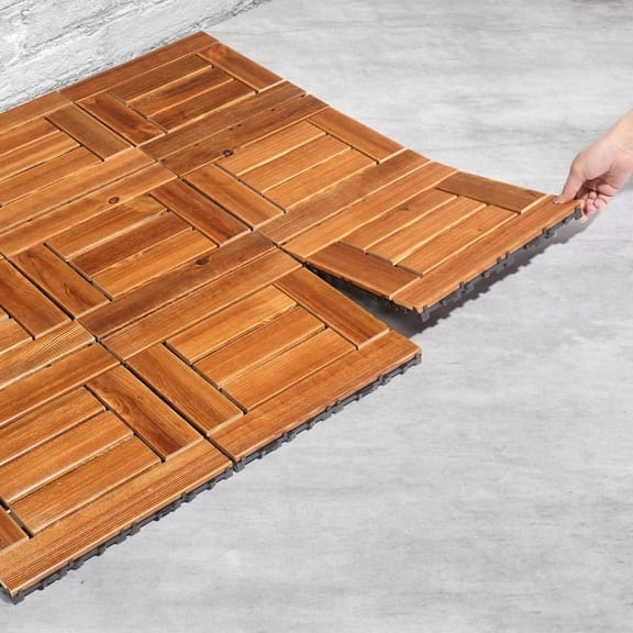 36pcs Outdoor Indoor Wood Tiles ,Wood Interlocking Deck Tiles 11.8"x11.8" Waterproof Flooring Tiles,Patio Wood Flooring