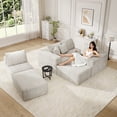 thumbnail image 4 of 137" U-Shaped Sectional Sofa with Chaise, Modular Cloud Sectional Couch with Deep Seat for Living Room, Modern Boneless Couch with Back Cushion, Pillow, Ottoman, No Assembly Required, Corduroy Fabric, 4 of 15