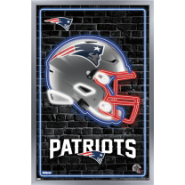 NFL New England Patriots - Neon Helmet 23 Wall Poster, 22.37" x 34" Framed