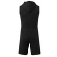 thumbnail image 2 of Previn Men's Summer Sleeveless Rompers & Jumpers Full Zip Short Jumpsuit Tank Shorts Spring Lightweight Soft Casual Fashion Hooded Playsuits Outfit Black X-Large, 2 of 2