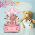 thumbnail image 6 of Delaman Carousel Music Box , 4 Horse Wooden Merry-Go-Round Music Box Christmas Wedding Birthday Gift , Pink, 6 of 8