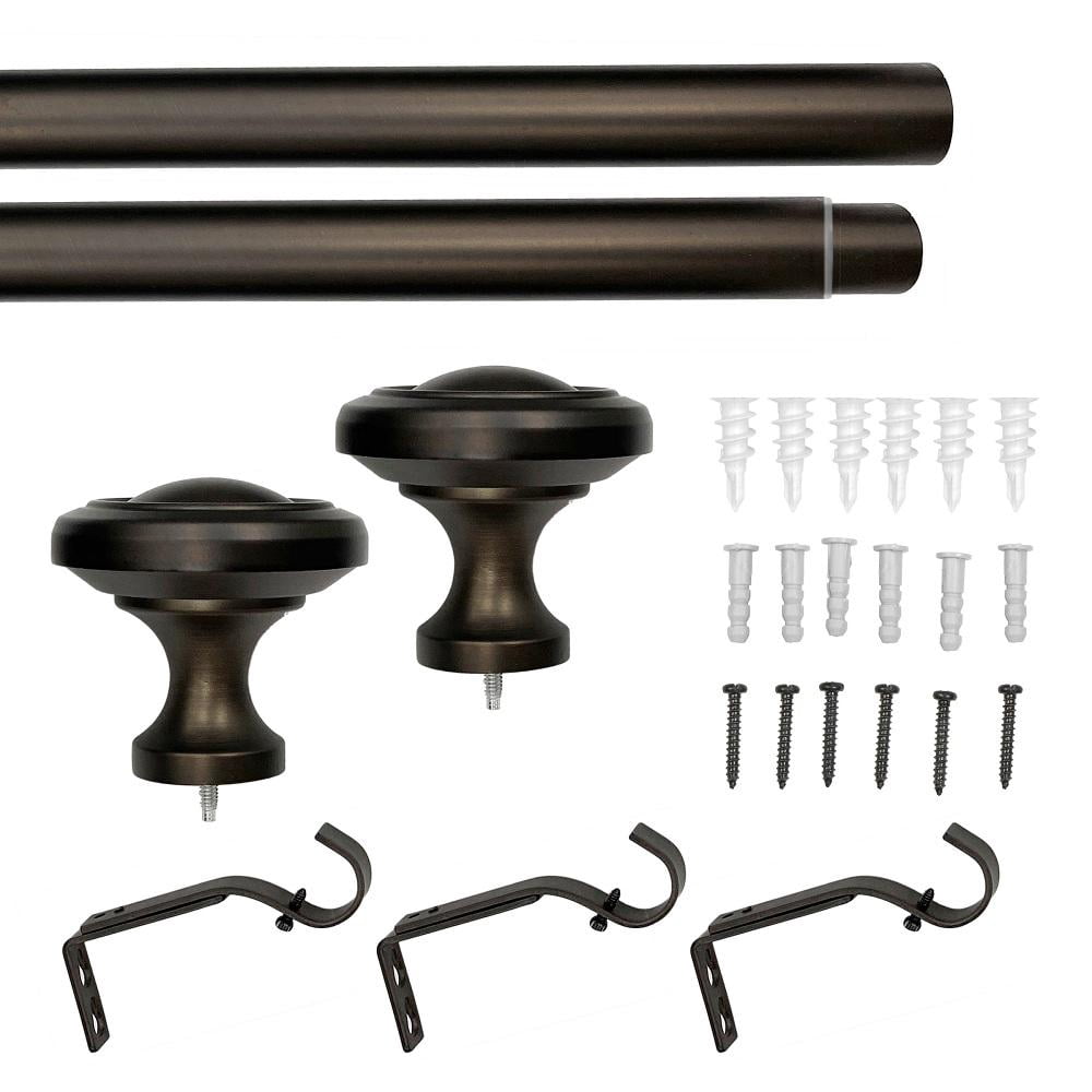 Lumi 1" Oil Rubbed Bronze Knob Single Curtain Rod, 72-144"