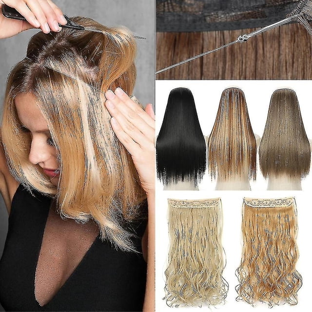 16inches Extensiones de cabello sin clip en línea de pescado postizo falso sintético Ha