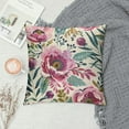 thumbnail image 2 of WERPE Vibrant Watercolor Peony Pillow Covers Girly Floral Design Hot Pink with Green Leaves Decorative Cushion Covers for Home Garden Outdoor Bed Deco, 2 of 5