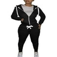 thumbnail image 1 of Women Hooded Tops Trousers Pocket Drawstring Elastic Waist Set, 1 of 7