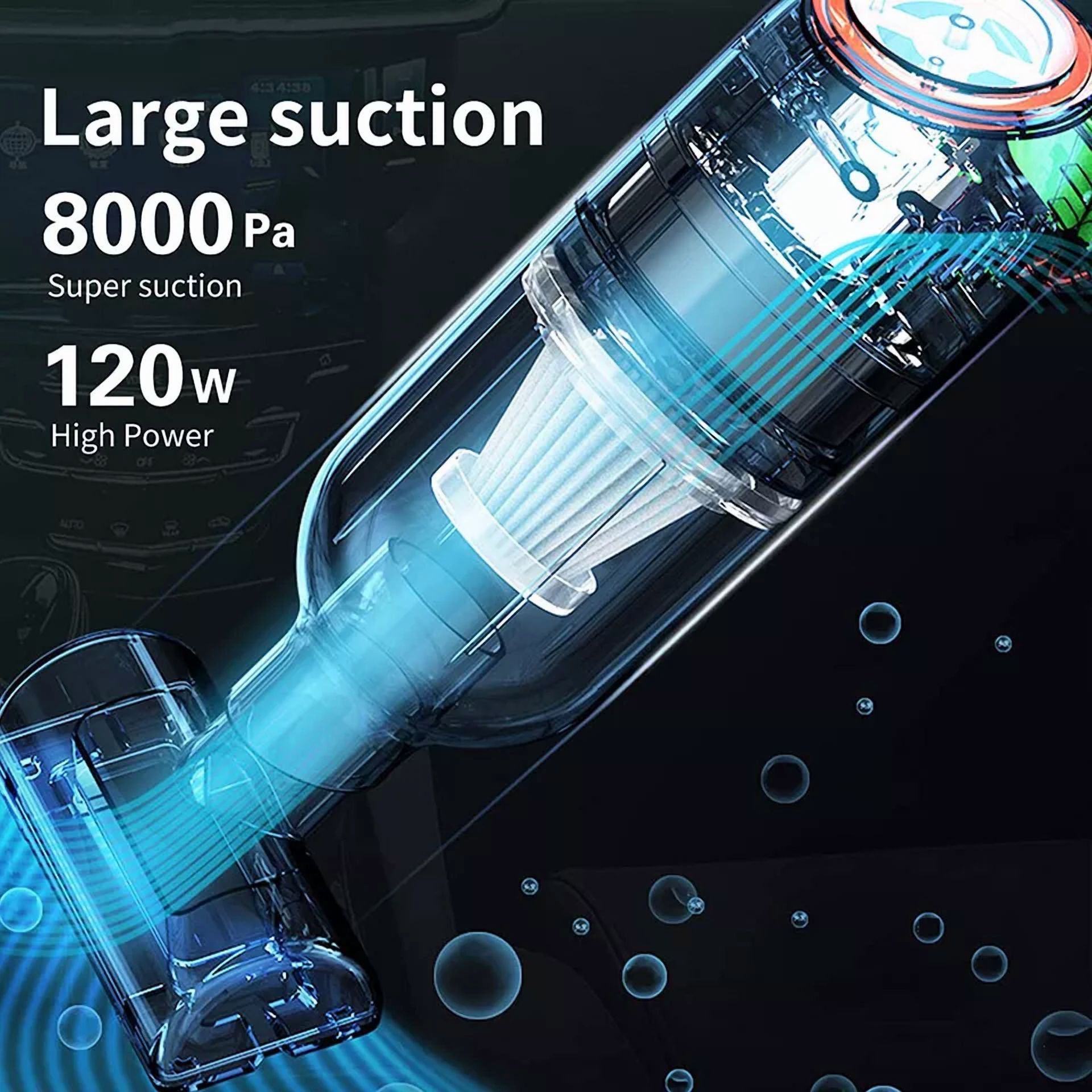 CIRCLE- Mini Handheld Car Vacuum Cleaner Cordless W/Brushless Motor Keyboard Air Duster