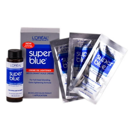 L'Oreal Technique Super Blue Creme Oil Lightener Kit - Option : 1 (Best Professional Lightener For Dark Hair)