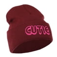 thumbnail image 5 of Wording of Cutie Embroidered Beanie - Maroon OSFM, 5 of 5