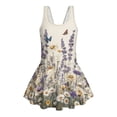 thumbnail image 6 of DISNIMO Girls One Piece Swimsuits Lavender Daisy Printed Kids Sleeveless Swim Dress U Neck Bathing Suit Quick Dry Breathable Swimwear, 6 of 8