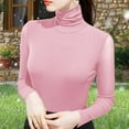 thumbnail image 7 of aidice Women Turtleneck Tops Mesh Long Sleeve Shirt Plain Blouse Slim Fitted Stretch Basic Layer Undershirt, 7 of 7
