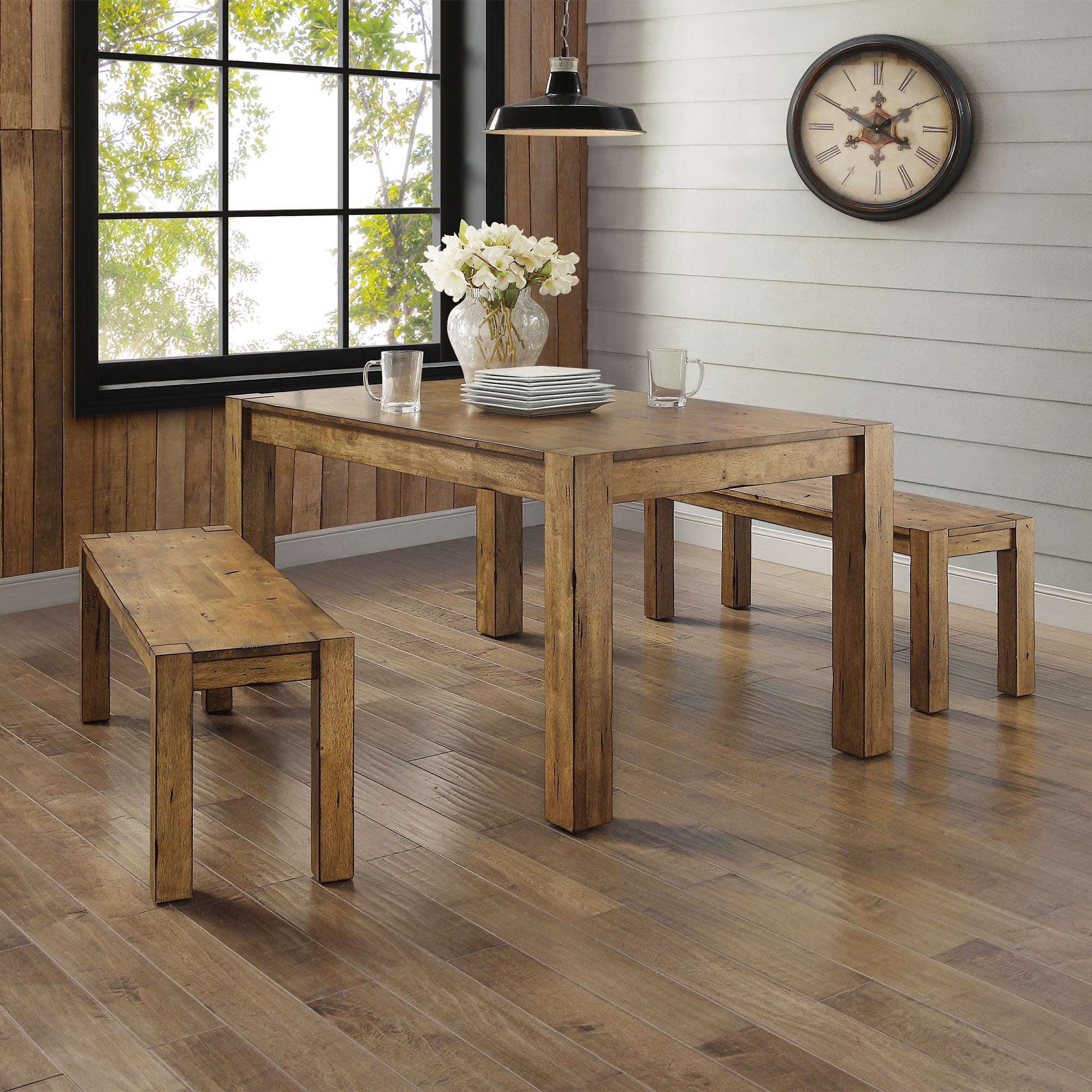 Better Homes & Gardens Bryant Wood Dining Bench, Rustic Brown