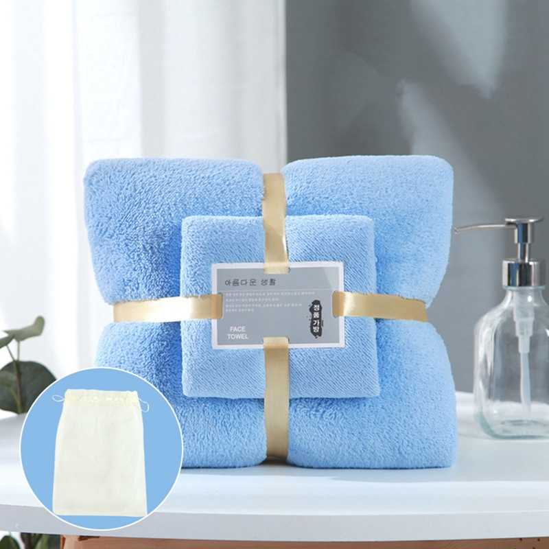 KABOER 2Pcs Bathtowel Towel Set Soft Absorbent Thickened Bath Towel Face Towel Coral Velvet