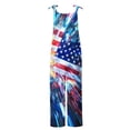thumbnail image 5 of Frostluinai Combinaison Rouge Blanc et Bleu pour Femmes Col Rond Bretelles Spaghetti Réglables Jambes Larges Salopettes en Lin Drapeau Américain avec Poche, 5 of 5