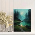 thumbnail image 2 of Moody Moon Antique Forest Landscape Canvas Print, Dark Academia Rustic Vintage Nature Wall Decor, 2 of 8