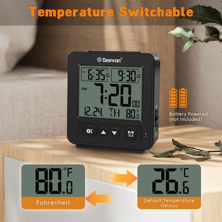 Geevon Smart Night Light Digital Travel Alarm Clock, Black photo 8
