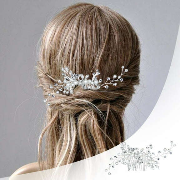 Elegant Silver Bridal Hair Clip with and Pearl Embellishment Handmade Wedding Comb Rhinestone Headpiece for Bride Bridesmaid