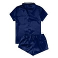 thumbnail image 3 of Chuancc Bride Pajamas Night Gown Women Down Pajamas Set 2 Piece Outfits Comfy Tops With Shorts Sleepwear Summer LoungewearSilk Pajamas for Women Set Blue S Clearance！, 3 of 6