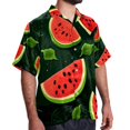 thumbnail image 2 of Watermelon Men's Short Sleeve Button Down Casual Beach Printed Shirts, 2 of 6