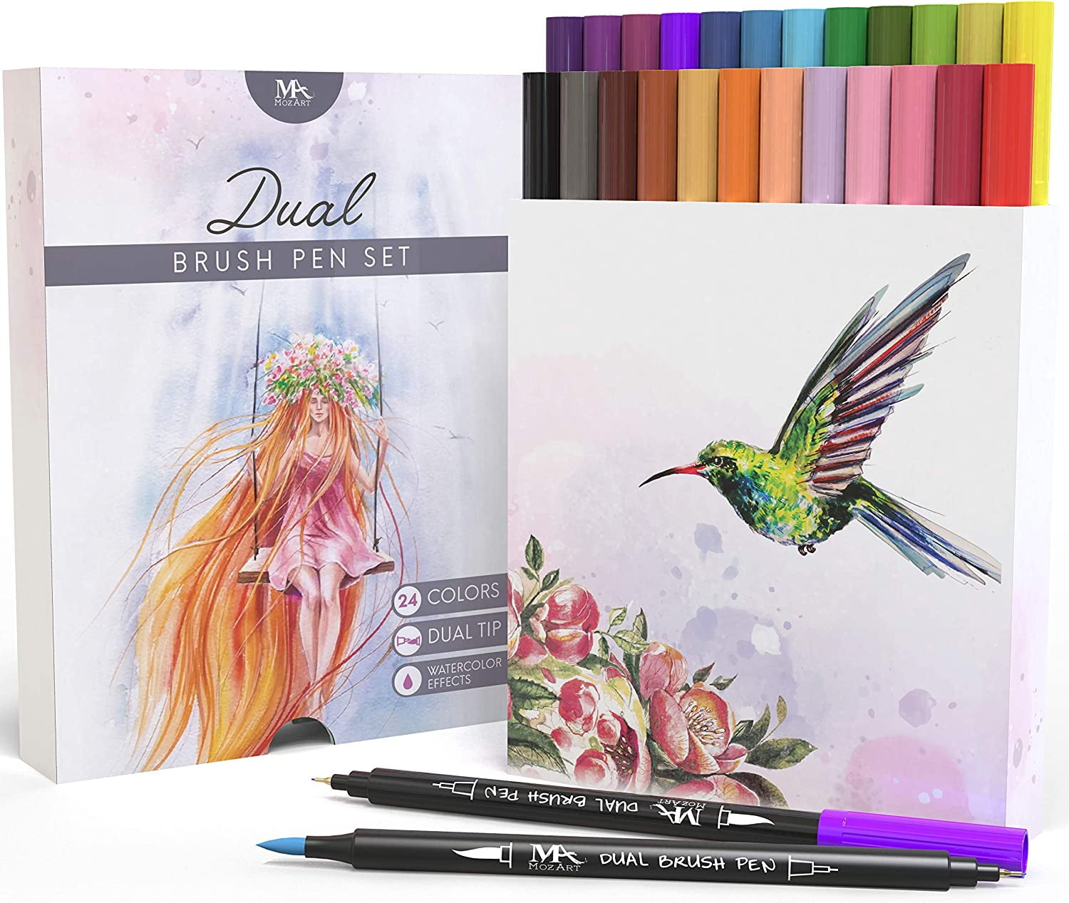 Nylea Artwerk 15 Pack Brush Calligraphy Art Pens - Bullet Journal Pen Dual  Tip Pastel Colored Fine Point 0.4 Blending Markers for Beginners, Art
