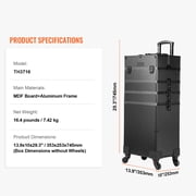 KFFKFF 5 in 1 Professional Rolling Makeup Train Case, Large Capacity Trolley Rolling Travel Storage Cosmetic Organizer with Portable Removable Trays